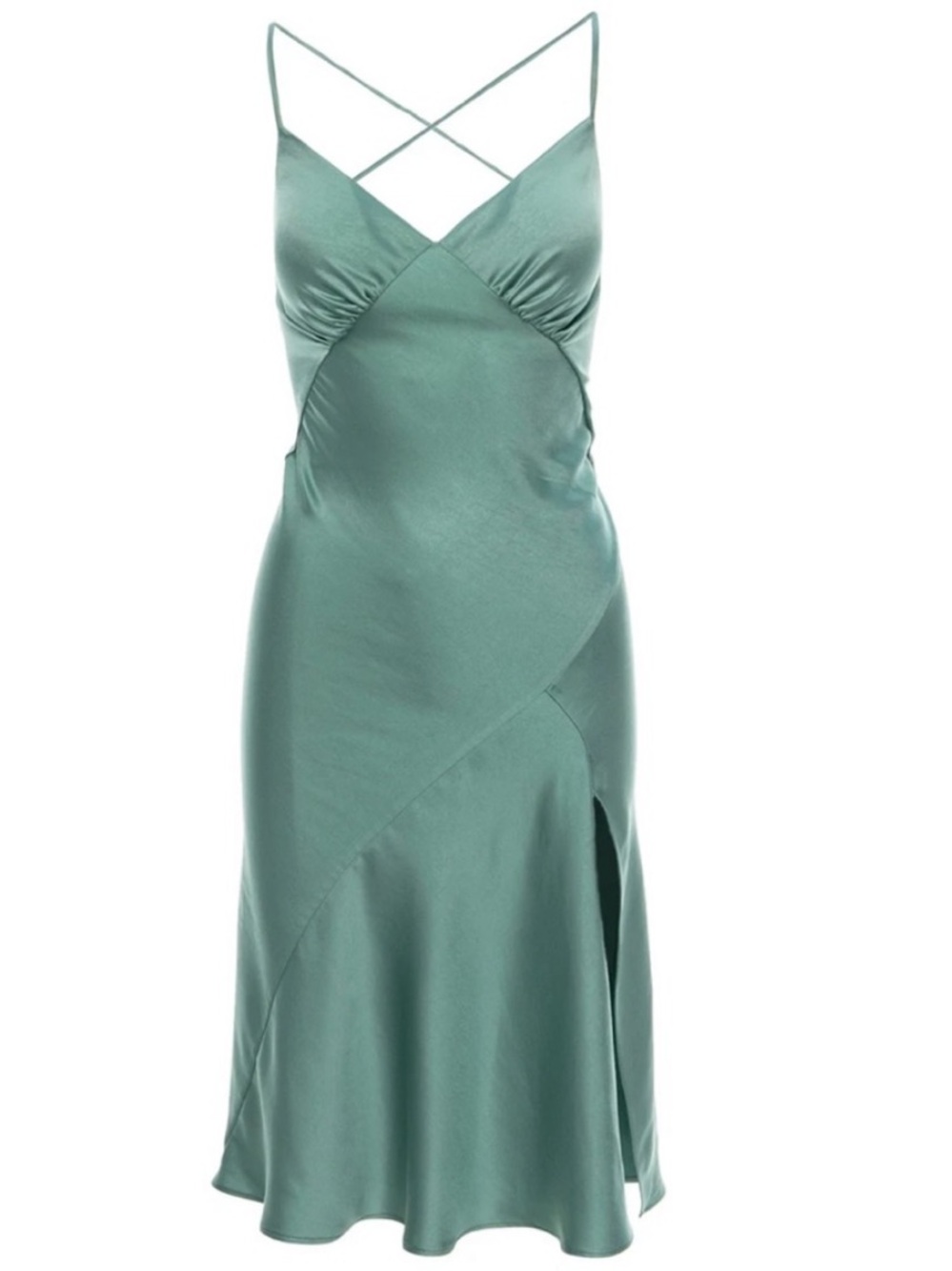 ROSERRY Seville Satin green Midi Dress 4